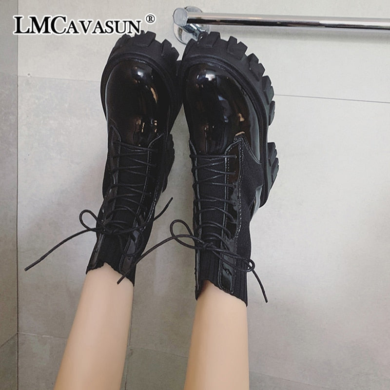 LMCAVASUN Women winter Boots Thicken Non-slip Zip Girl Leather Shoes boots women botas mujer Martin boots